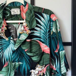 [XL] Reyn Spooner Multicolour Teal & Coral Tropical Button Down Shirt 100% Rayon